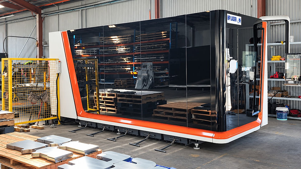 HP Laser enclosed fibre laser and cut metal parts in the factory