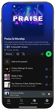 iPhone with Spotify playlist for Professor XM