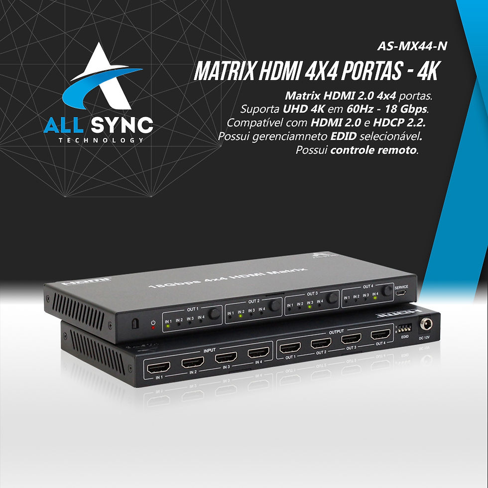 Miniatura: Matrix HDMI 4K 4x4 portas  / AS-MX44-N