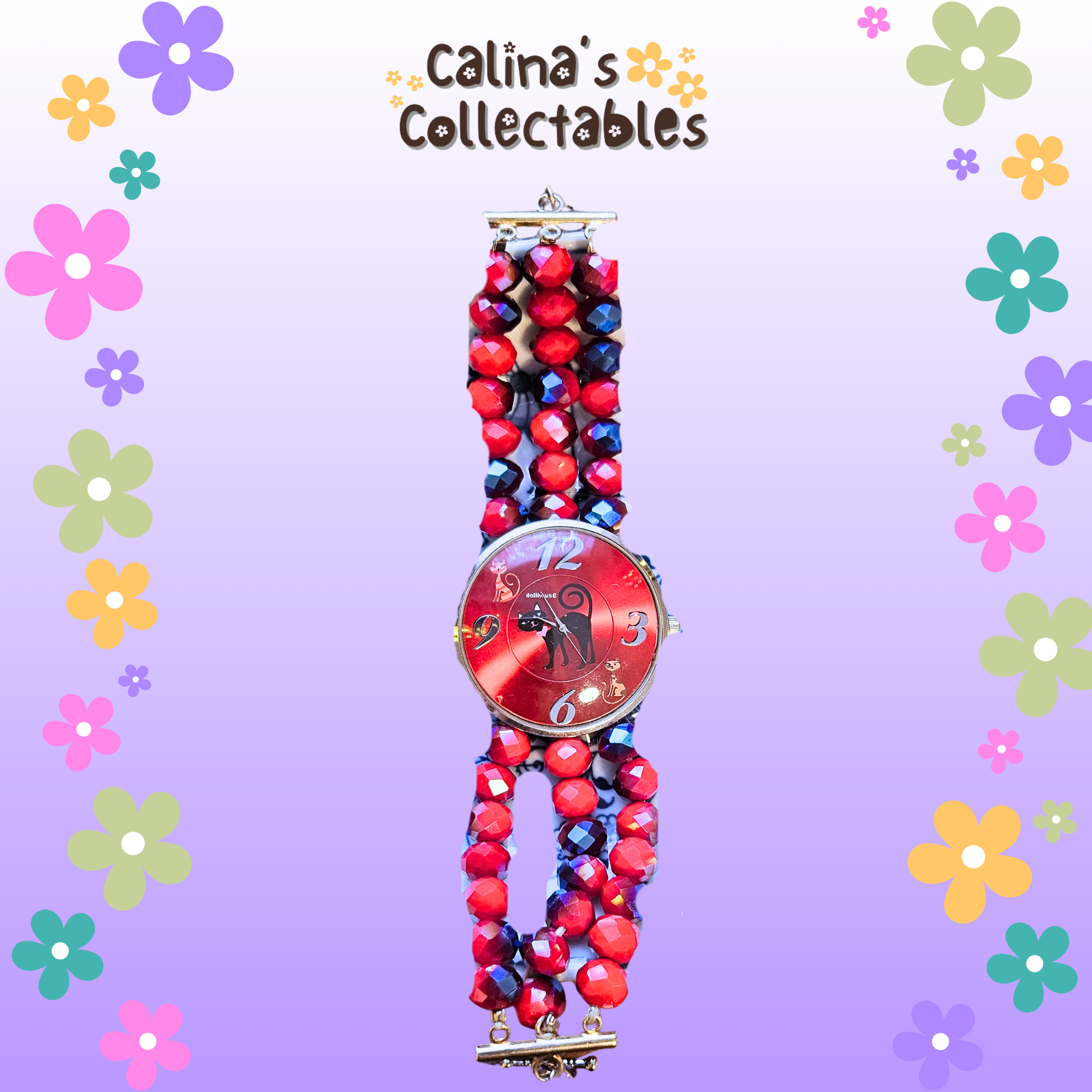 Beaded Dollhouse Cat Watch