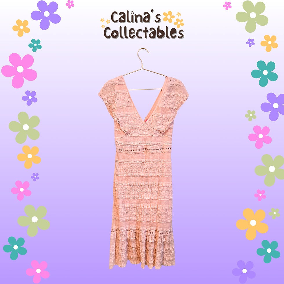 Thumbnail: Foxiedox Pink Lace Tiered Midi Dress