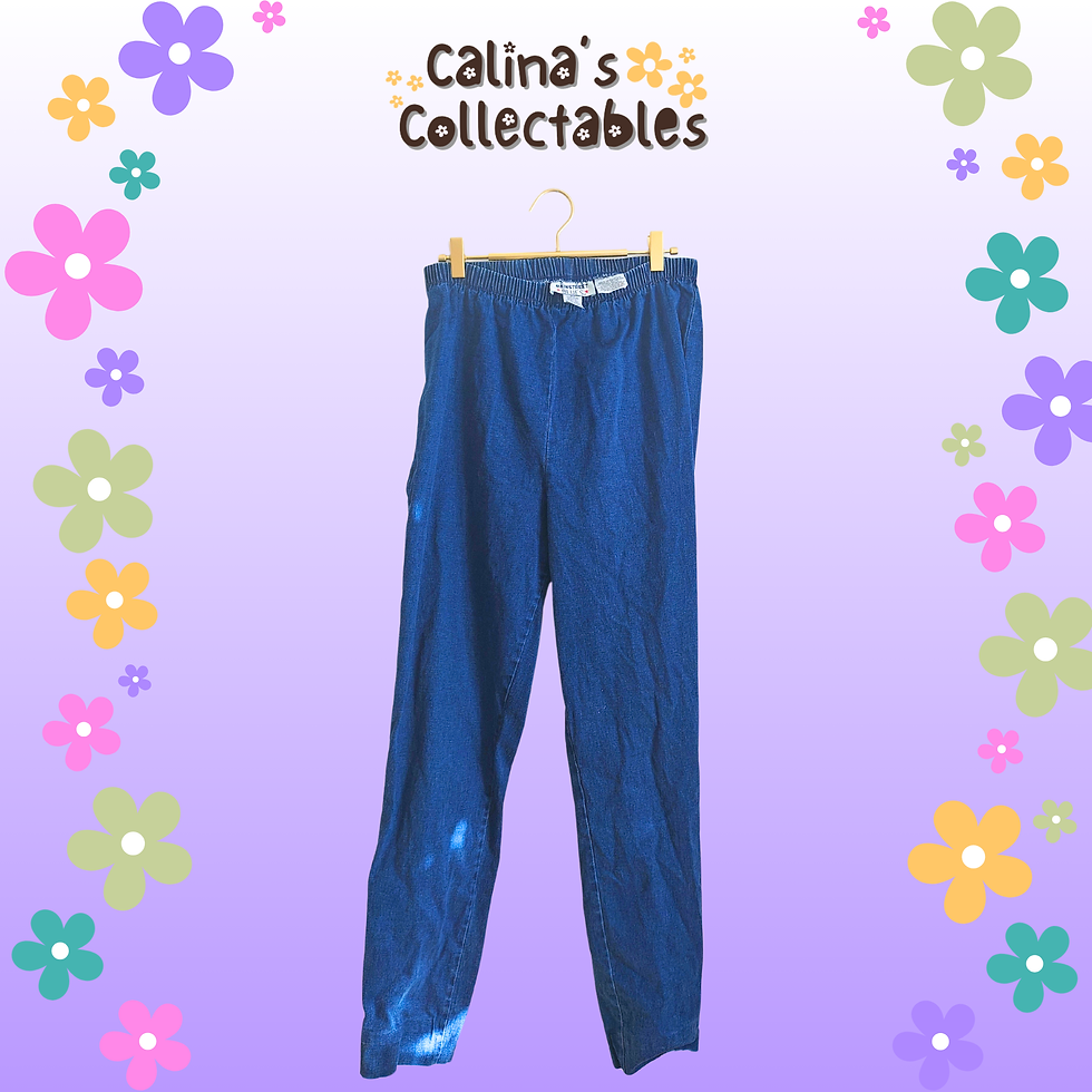 Thumbnail: Blue pants hanging on a wooden hanger, 