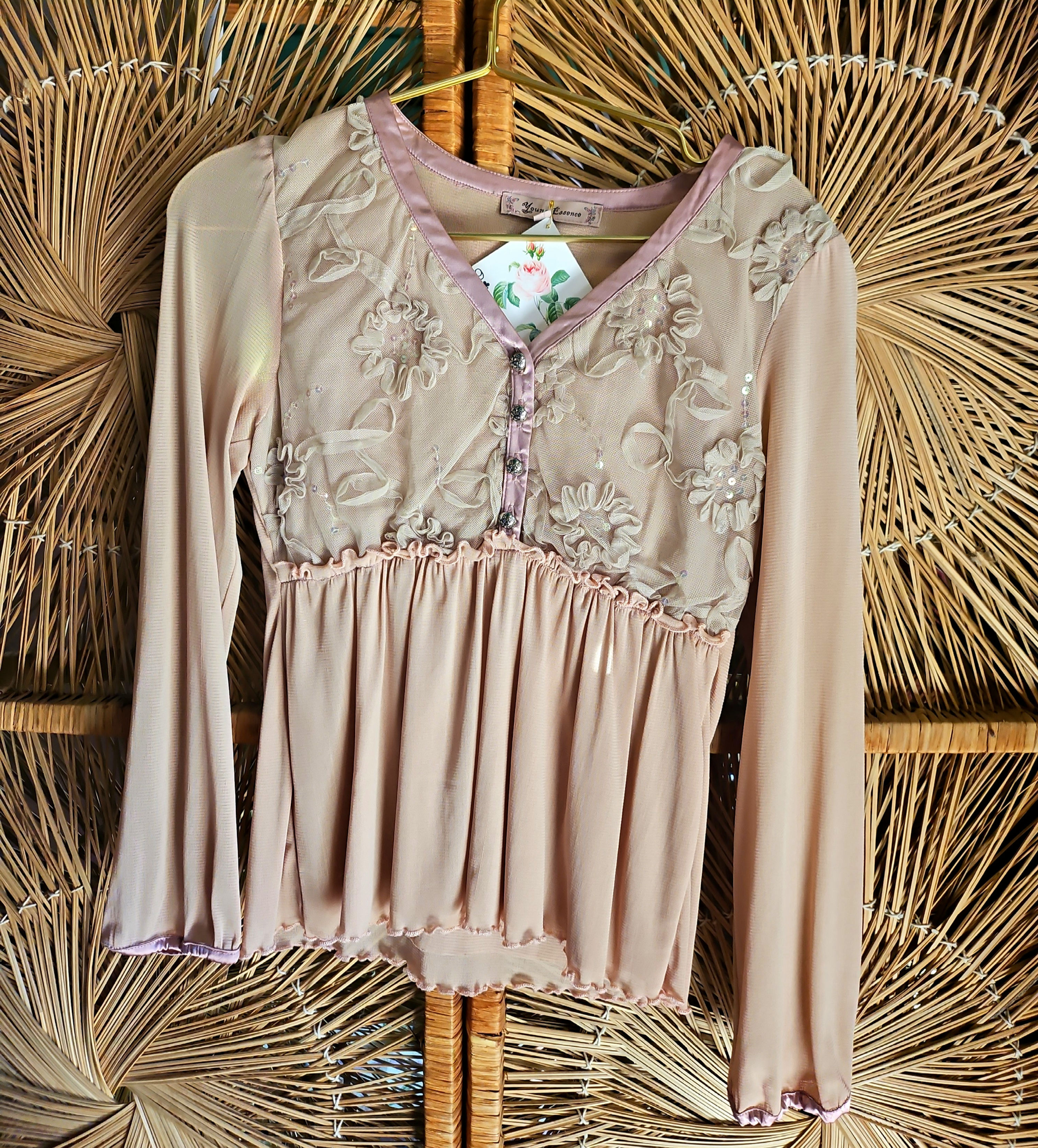 Pink Floral Long Sleeve Top