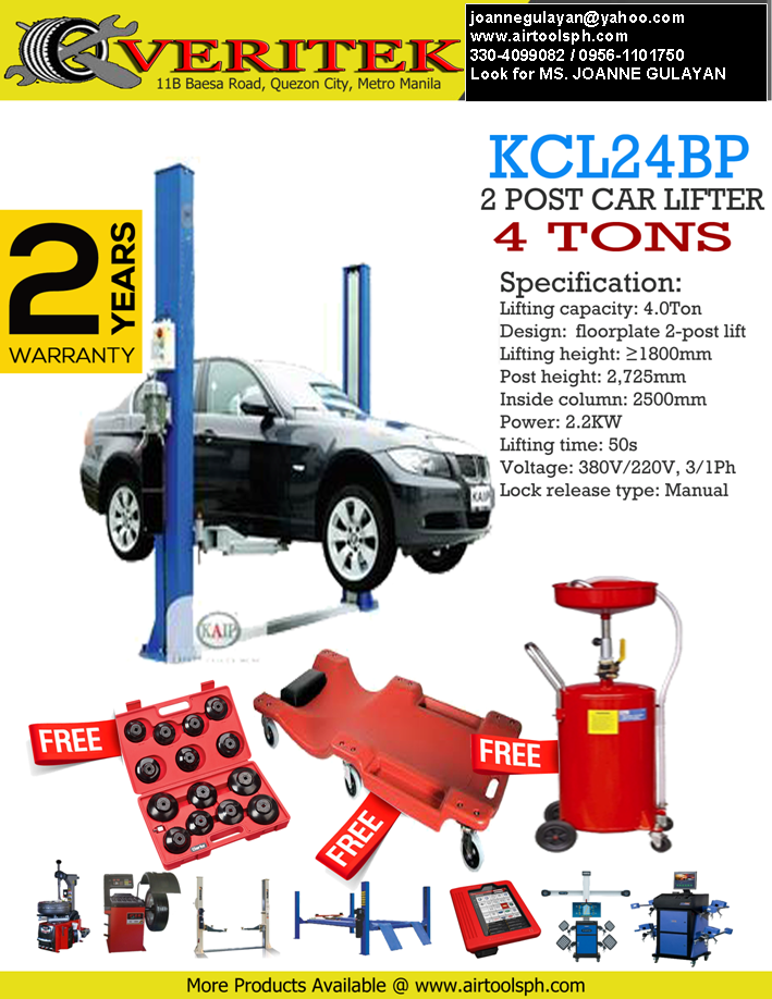 KCL24BP 2-POST CAR LIFTER VERITEK