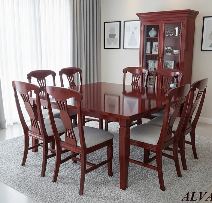 Mesa Roma 8S con Sillas Montecarlo Palo de Rosa con Vitrina Curio Doble - IA - 1.jpg