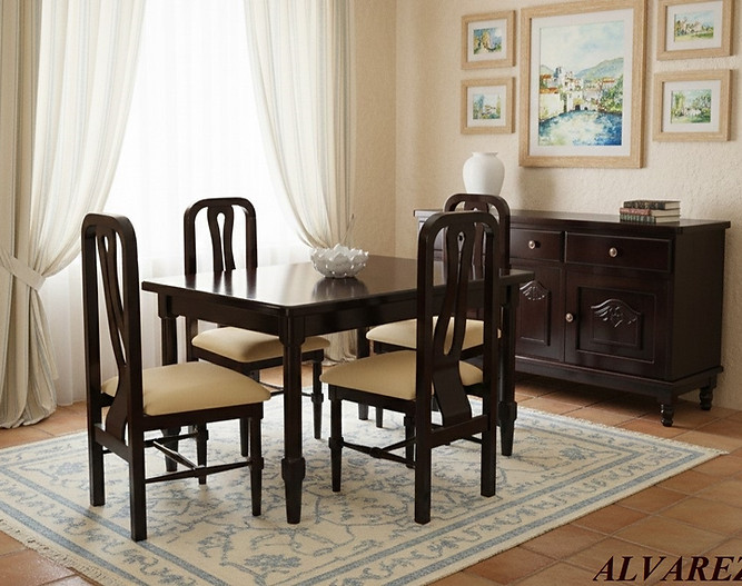 Mesa Nápoles 4S con Sillas Sicilia P1 Nogal con Aparador P56 - IA - 1.jpg