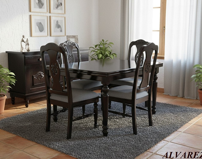 Mesa Praga 4S con Sillas Praga Nogal con Aparador P56 - IA - 2.jpg