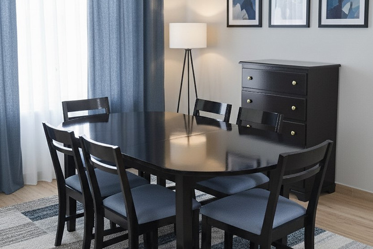 Mesa Texas 6S Ovalado con Sillas Texas Nogal con Gavetero Qatar Jumbo - IA - 1.jpg