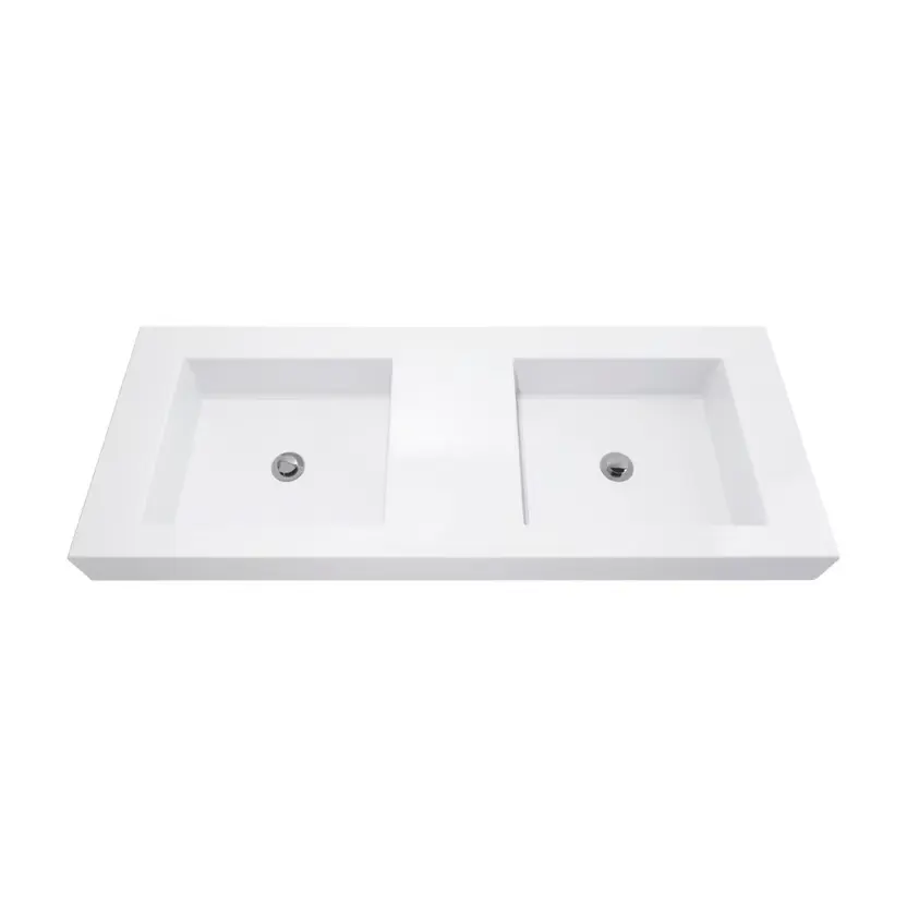 Vista frontal lavamanos Oslo blanco 124x48