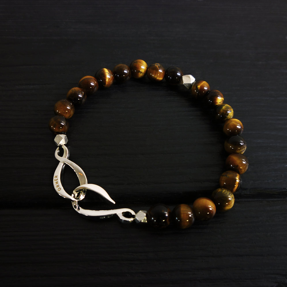 Tigre De Oeil Et Perles Bracelet Fermoir VMpSUz