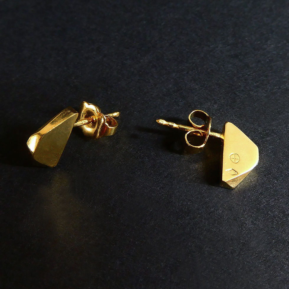 サムネイル： Boucles d'oreilles demi galets "Quartz" vermeil