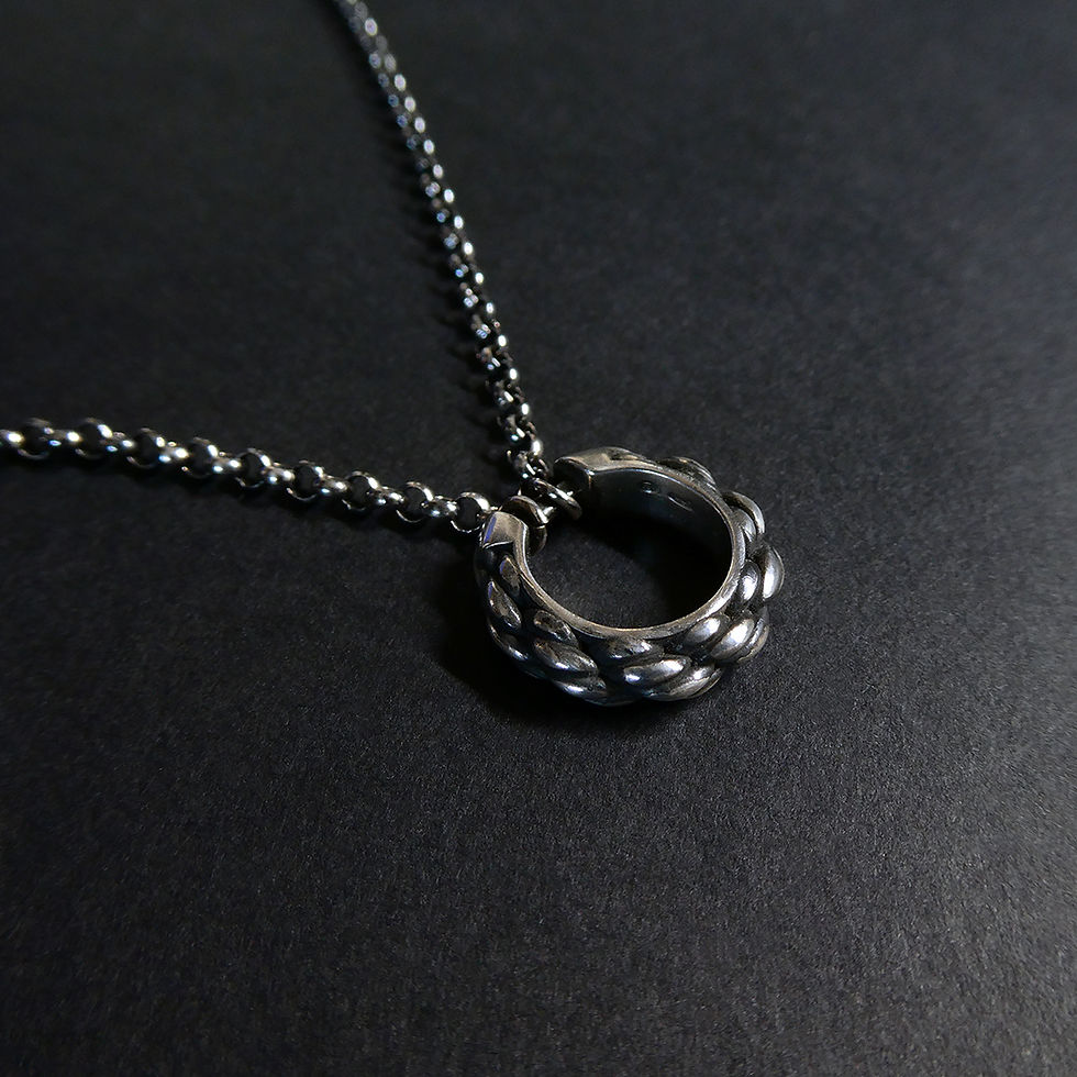 Miniature : Collier pendentif anneau Cordage