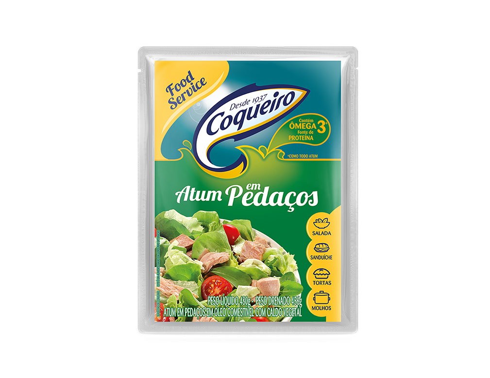 ATUM PEDAÇOS EM ÓLEO FOOD SERVICE POUCH COQUEIRO 480 G