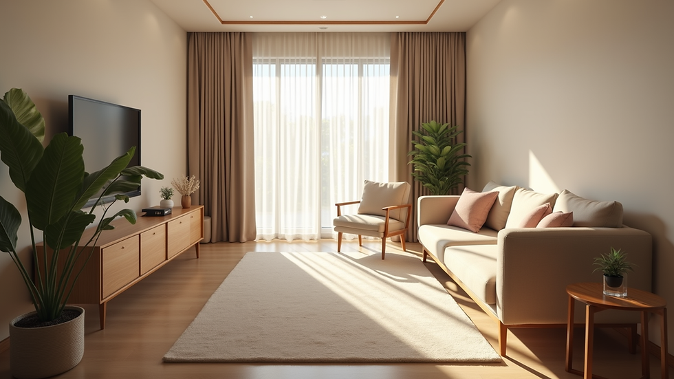 Eye-level view of a serene therapy room with comfortable seating