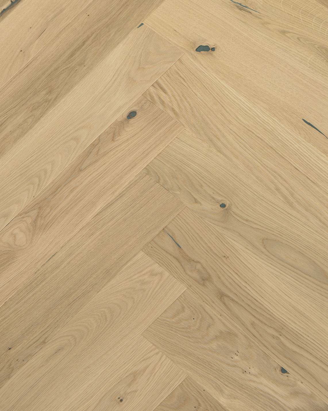 Top view of English herringbone engineered oak flooring – brushed and oiled surface, DE grade