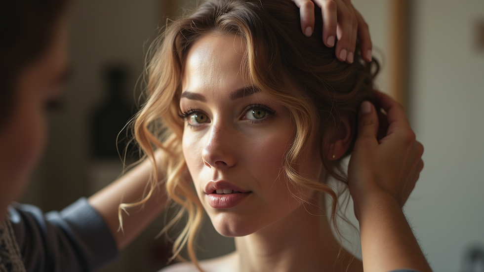 Close-up view of a hair stylist applying Èllan Hair Techniques