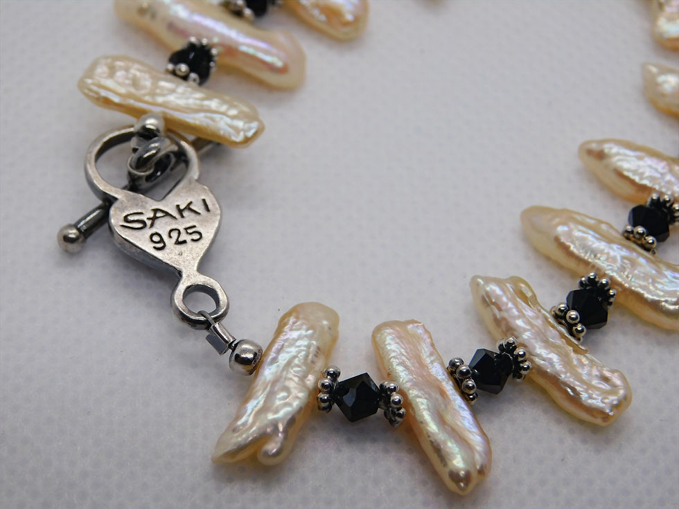 Thumbnail: Unique Stick Pearls and Swarovski Crystal Bracelet