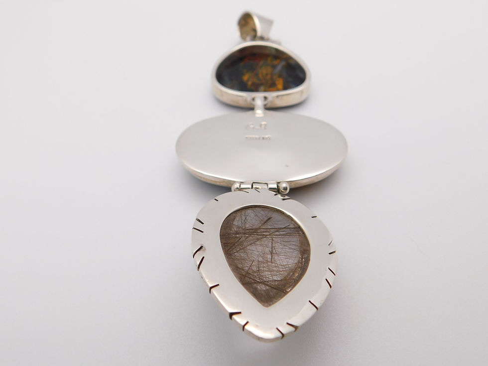 Thumbnail: Ammonites Pietersite Rutilated Quartz Pendant