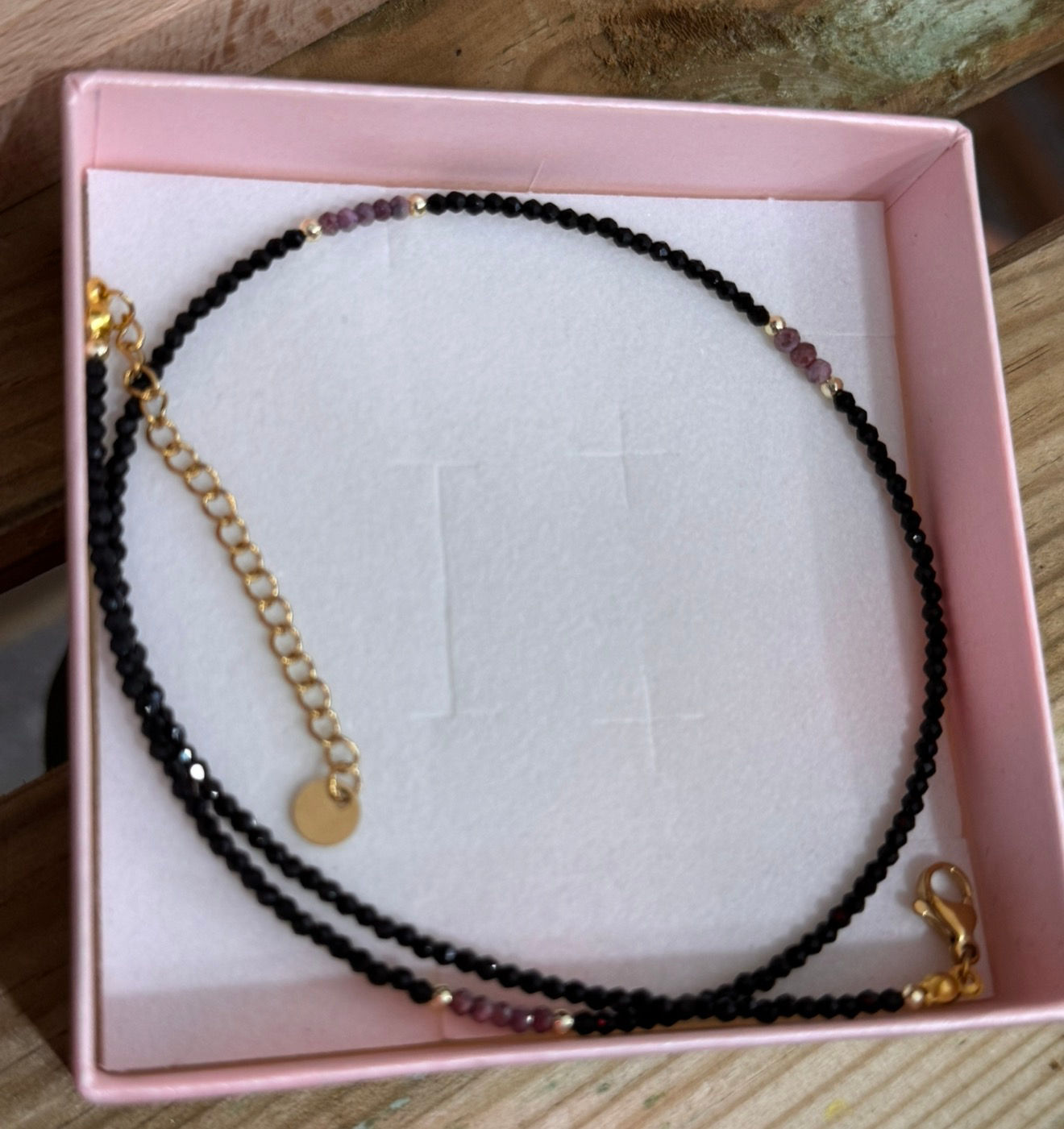 Choker czarny turmalin & rubin