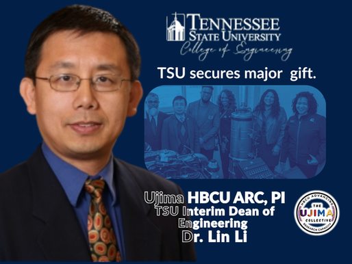 TSU Provost Melton lauds Dr. Lin Li for securing major engineering gift.