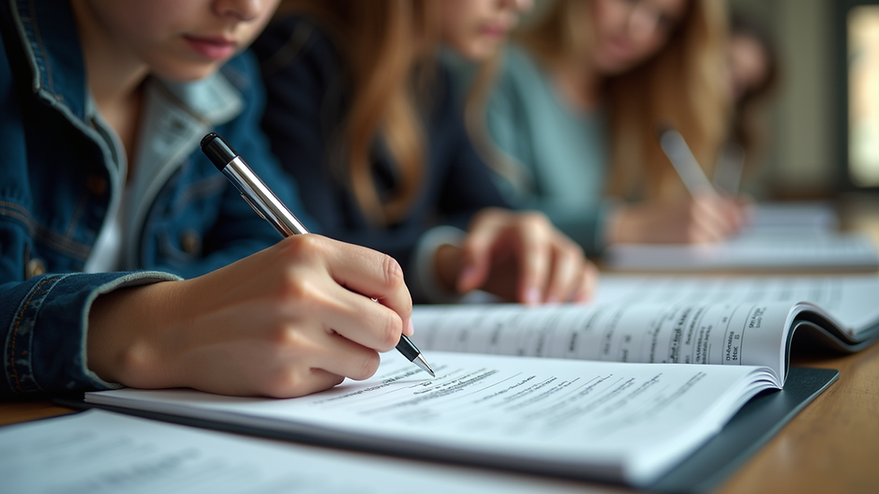 Eye-level view of a student studying with scholarship applications