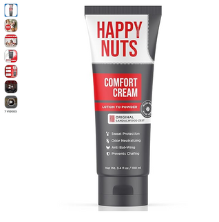 HAPPY NUTS Comfort Cream Deodorant For Men Anti-Chafing Sweat Defense, Odor Control, Aluminum-Free Mens Deodorant & Hygiene Products for Men's Private Parts 3.4 Fl Oz (1 Pack), Original