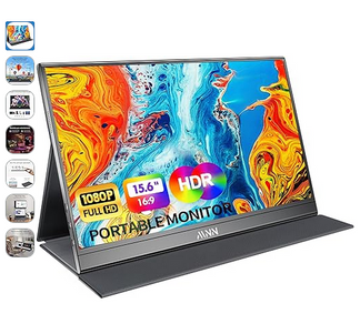 MNN Portable Monitor 15.6inch FHD 1080P USB C HDMI Gaming Ultra-Slim IPS Display w/Smart Cover & Spe