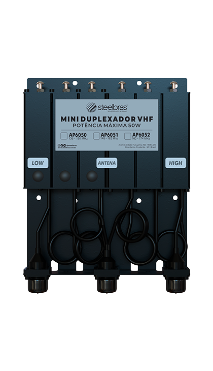 Steelbras Duplexor Mini de señal 6 cavidades VHF AP6050 136 - 150 MHz AP6051