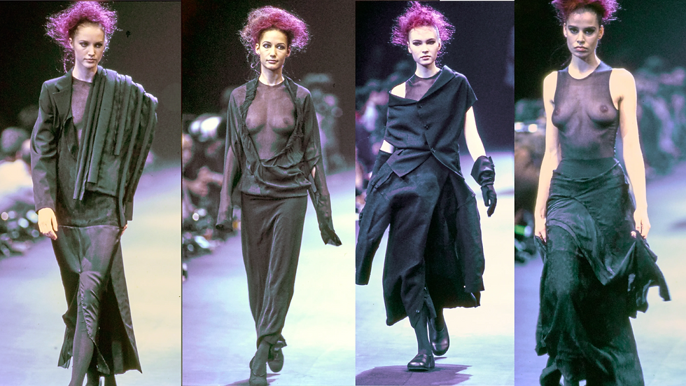 Comme des Garçons 1992 Fall Ready-to-wear. Sus seguidores japoneses se autodenominaban “los cuervos” en referencia a su distintivo uso del color negro.