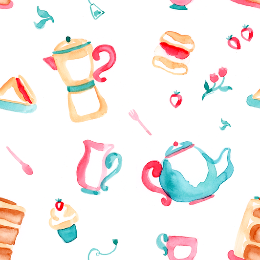 Cream Tea watercolour illustration by Katie Carroll