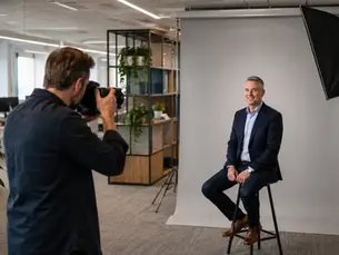 Professional corporate headshot session in a modern office, commercial photographer Huddersfield
