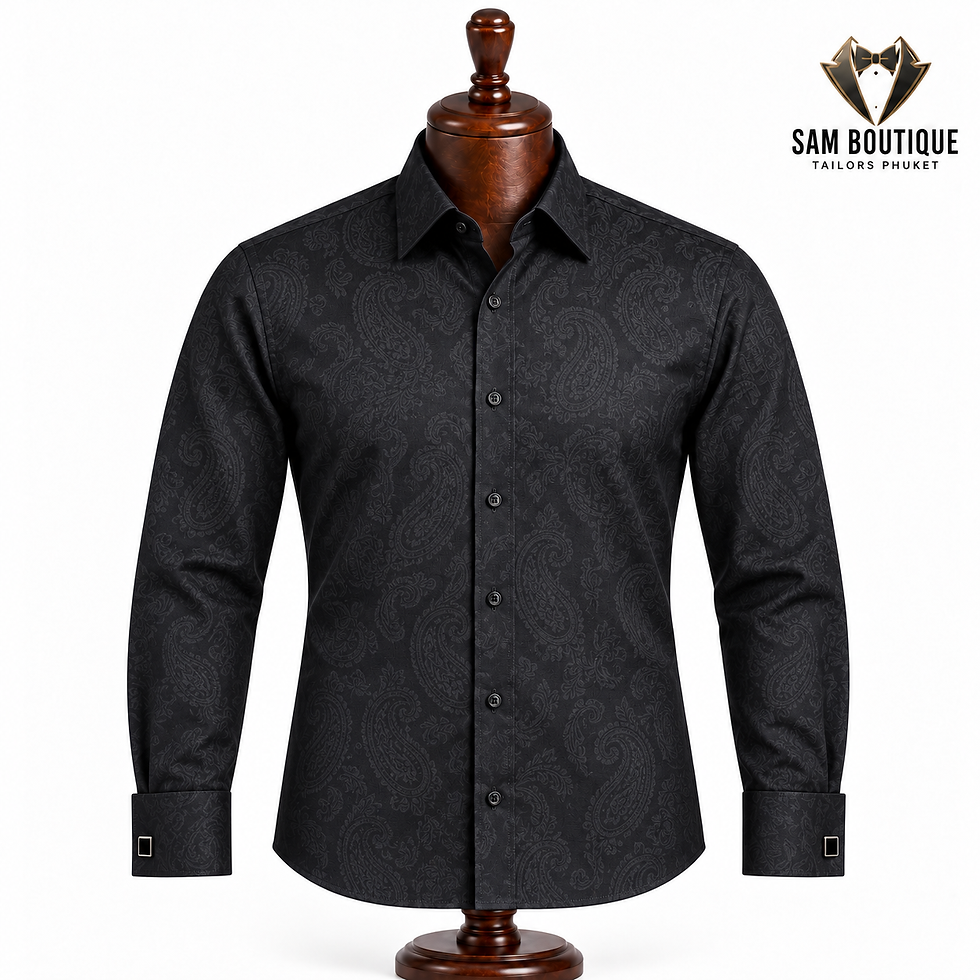 Black patterned men's tailored shirt Phuket