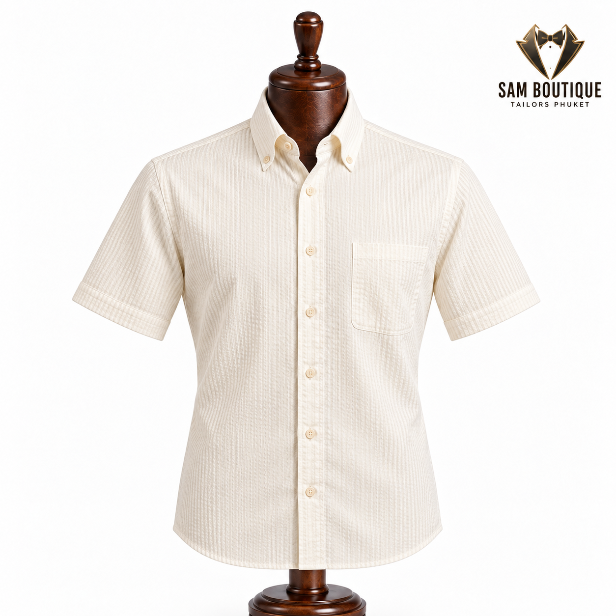 White men’s custom short sleeve casual shirt Phuket