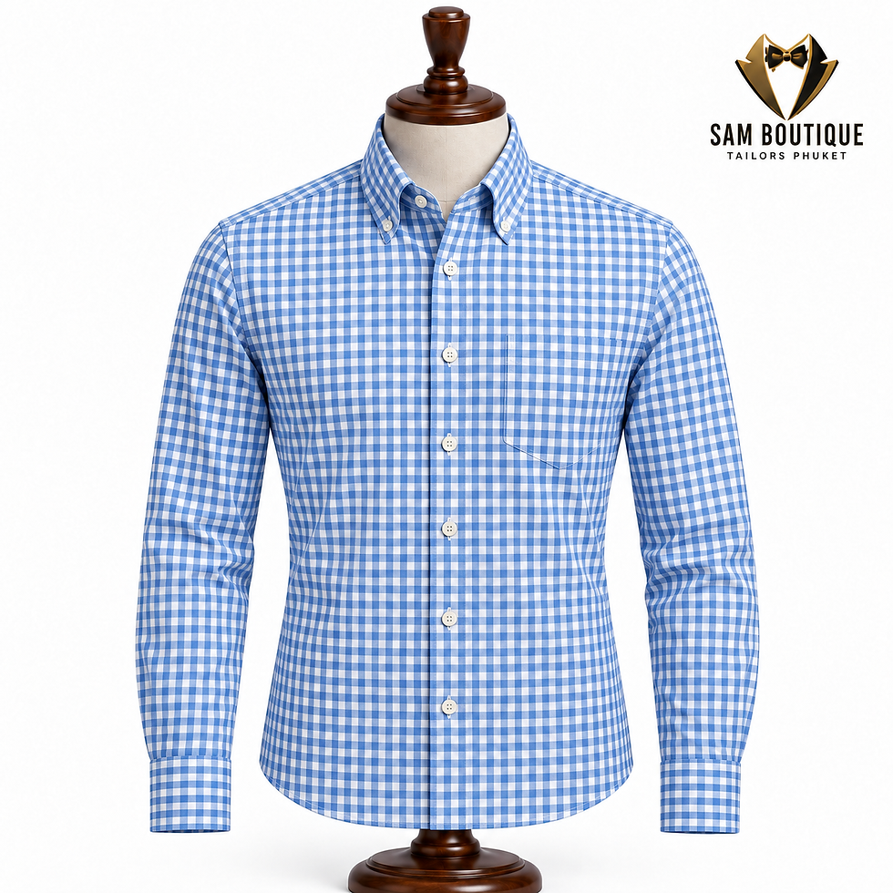 Miniatura: Navy men’s tailored long sleeve casual shirt Phuket