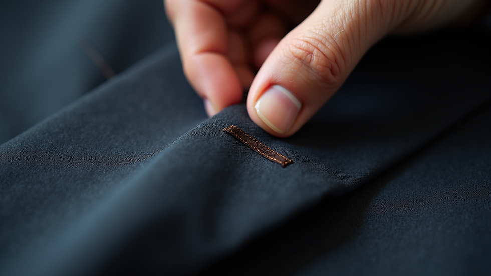Close-up view of hand stitching on a bespoke suit lapel