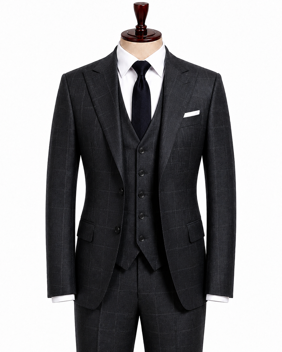 Thumbnail: Black men’s custom 3-piece suit by Sam Boutique Tailors
