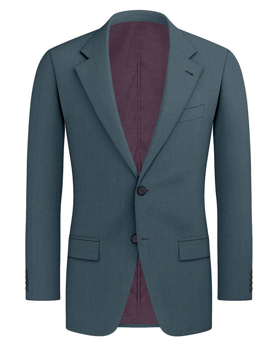 Elegant dark green suit with a rich maroon lining, perfect for a sophisticated and stylish look.