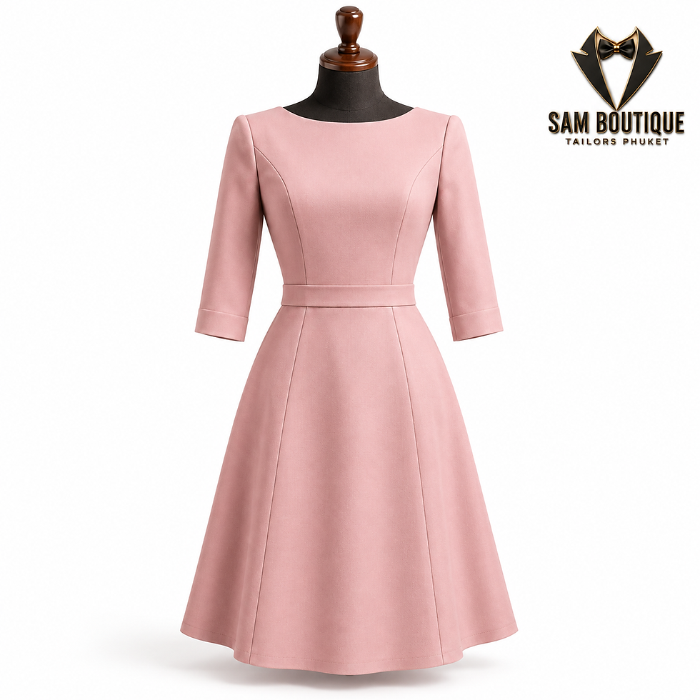 Thumbnail: Blush-pink fit-and-flare women’s office dress