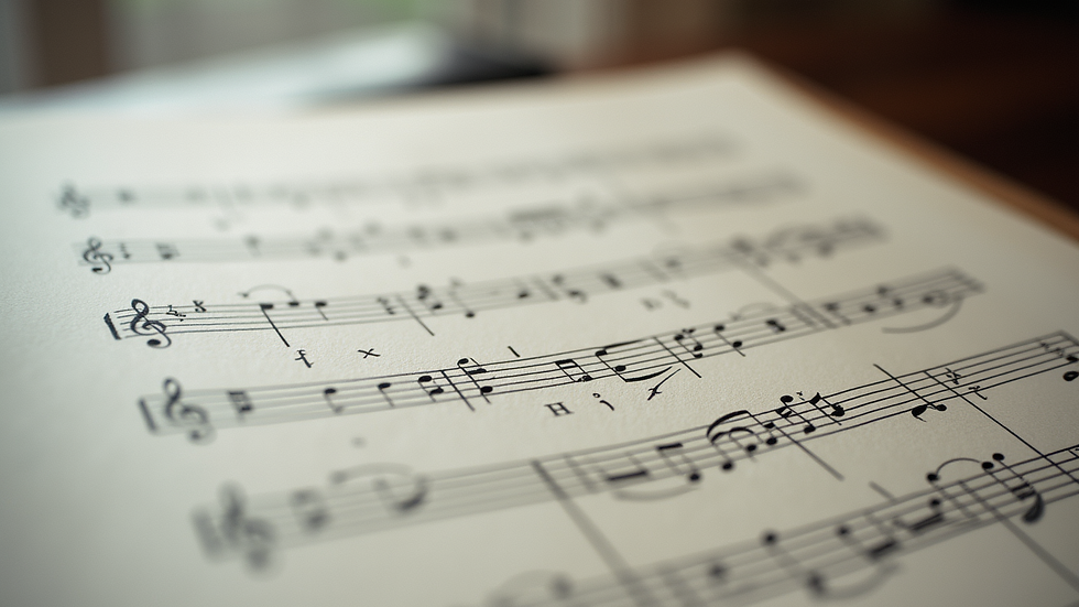 Close-up view of a music sheet with handwritten lyrics