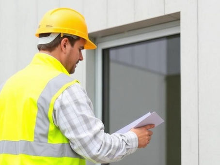 Professional building inspector examining a residential property for structural defects and safety issues