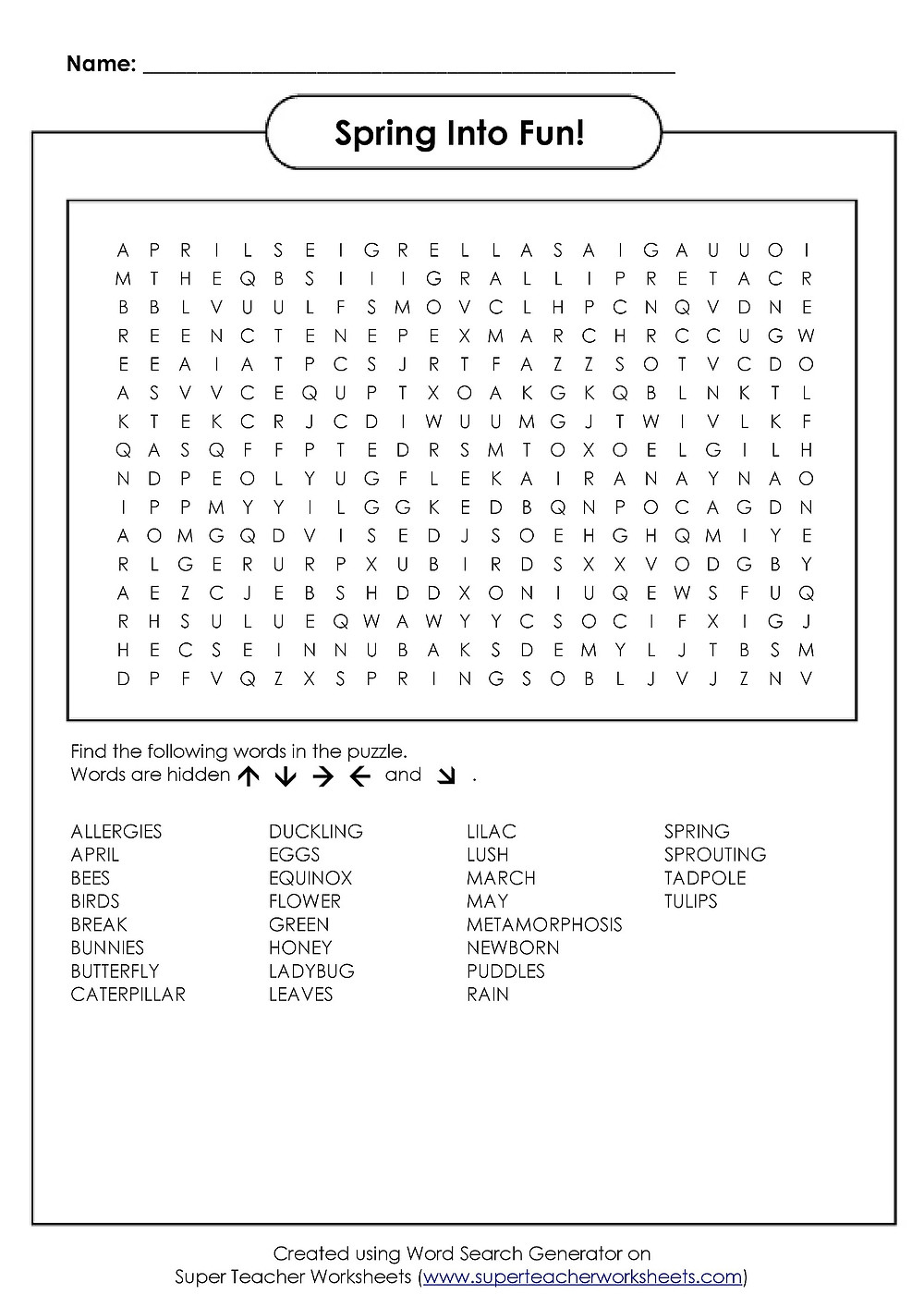 Spring Word Search