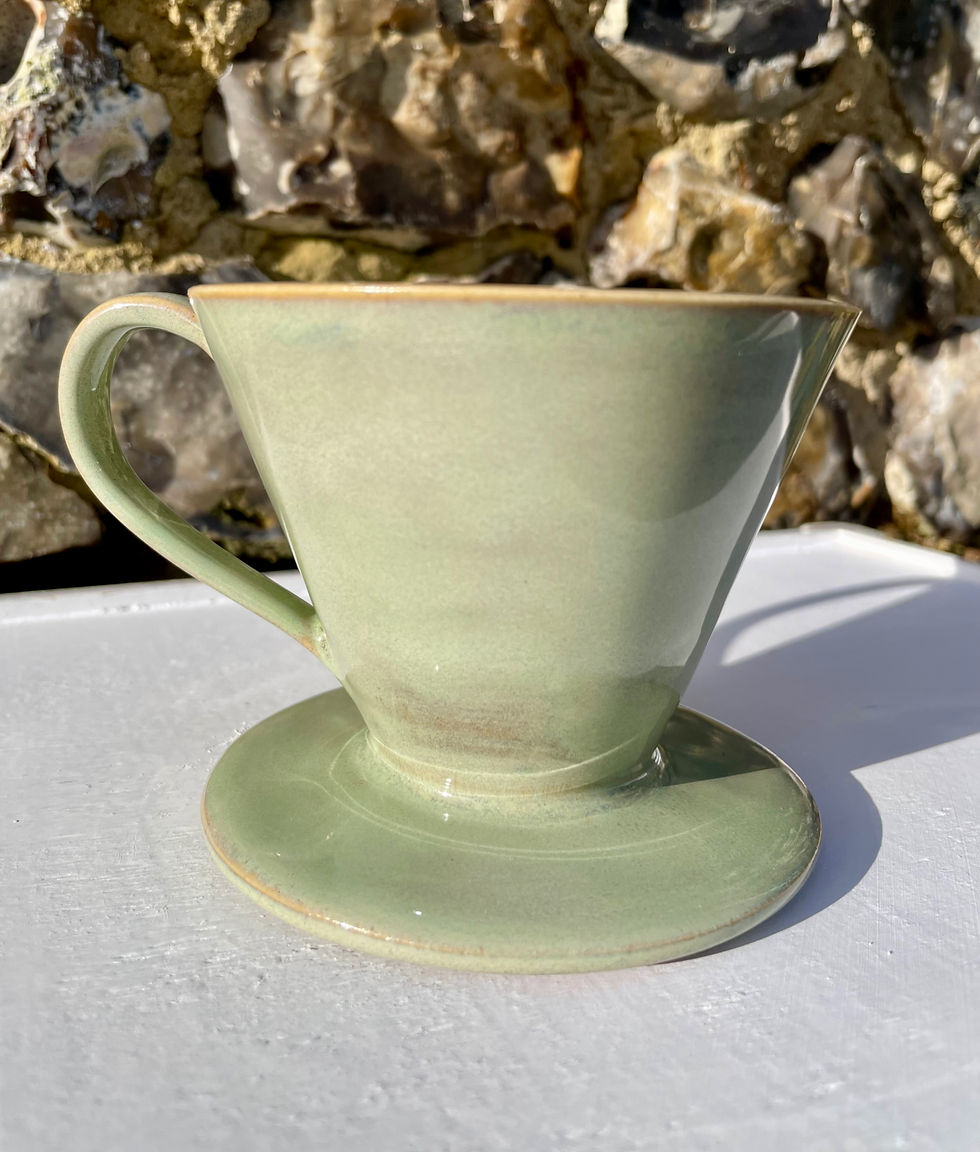 handmade ceramic coffee dripper in wild sage
