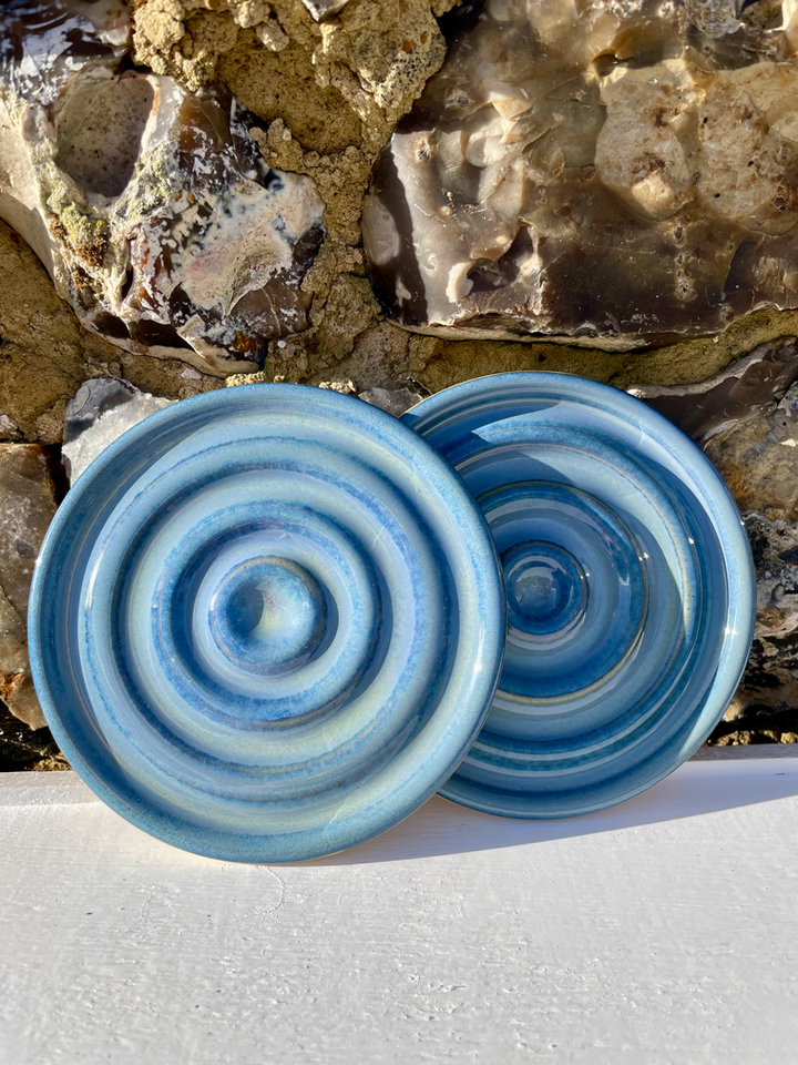 handmade ceramic soap dish in under the sea blue colours