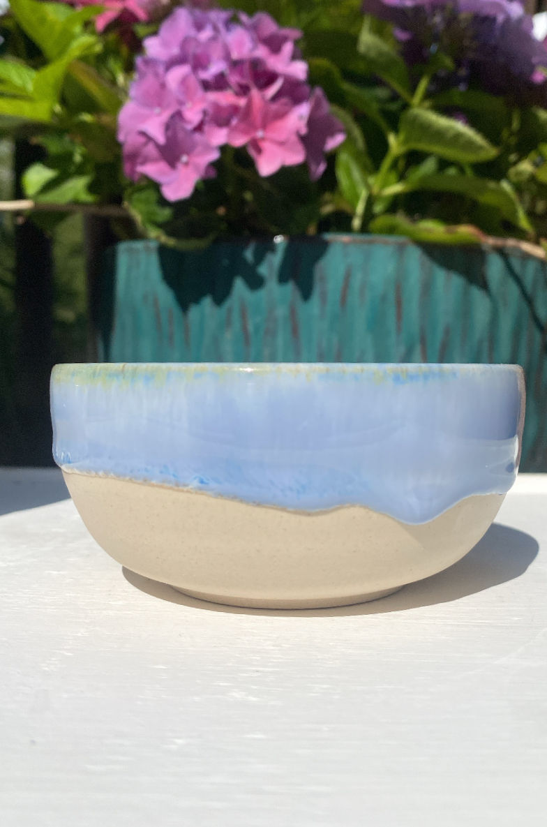 handmade ceramic bowl in my ocean light glaze