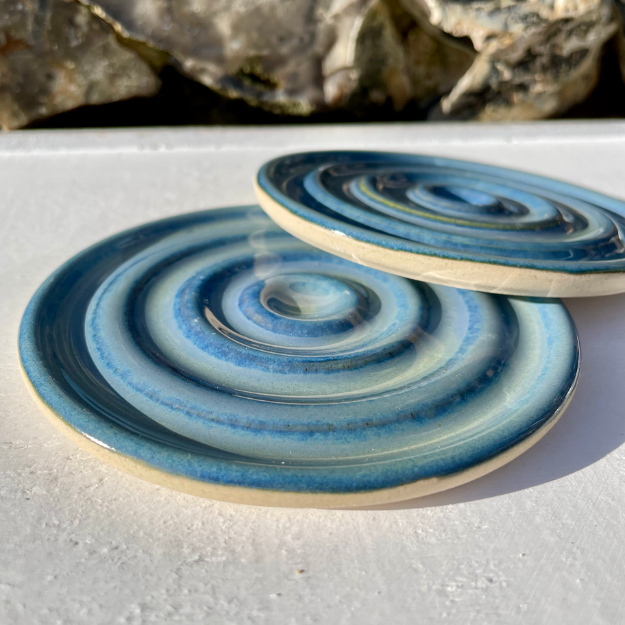 handmade ceramic soap dish in under the sea blue colours