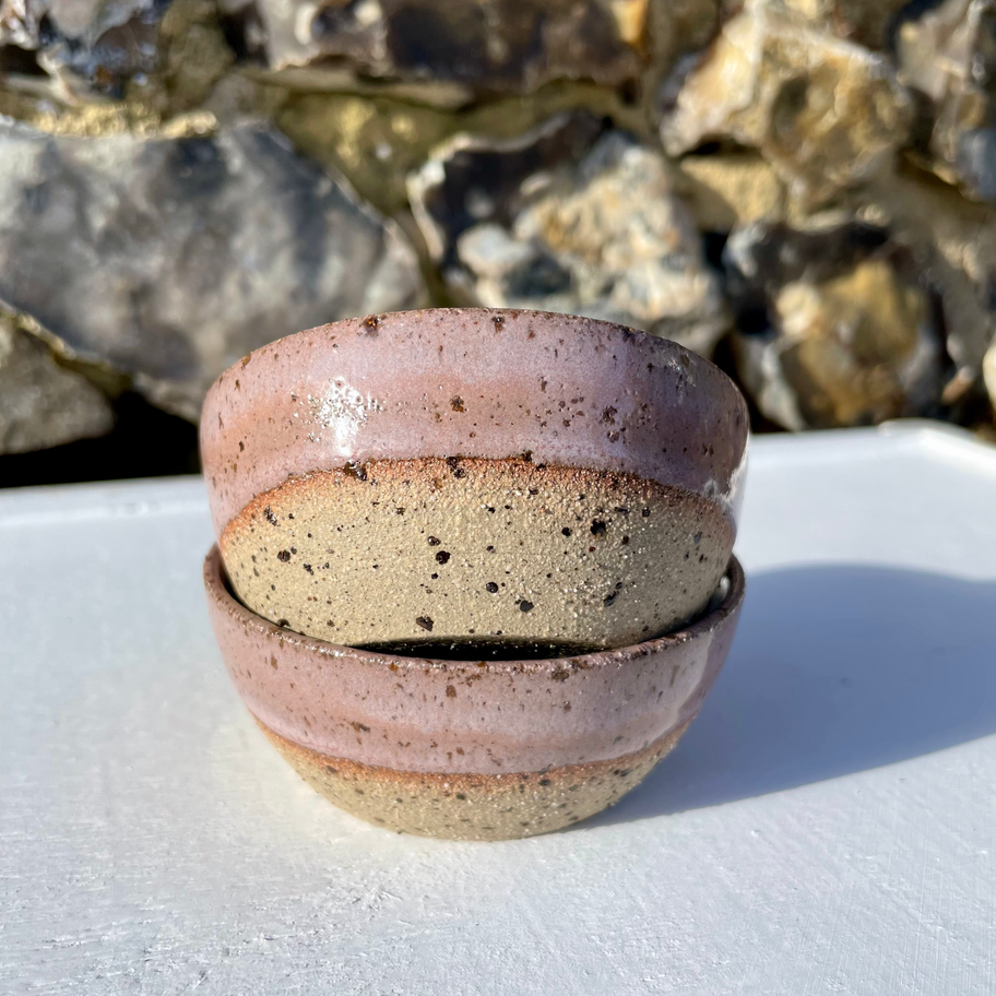 handmade ceramic lava bowl in wild rose glaze