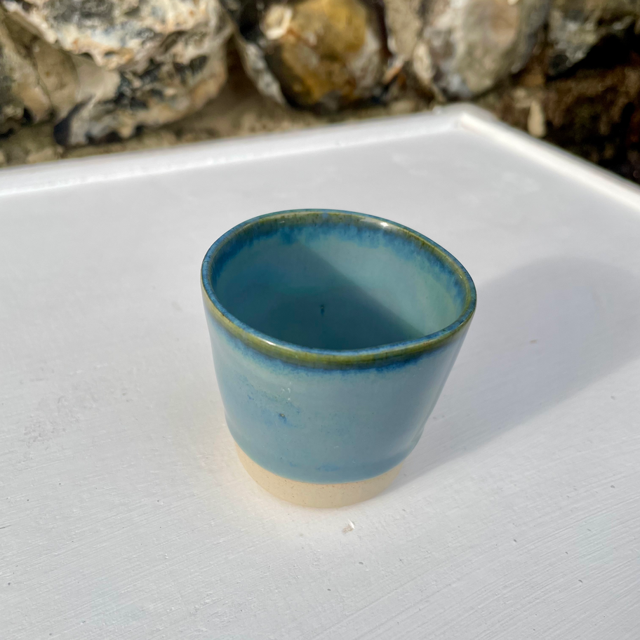 Ocean inspired glaze, handmade ceramic espresso mugs