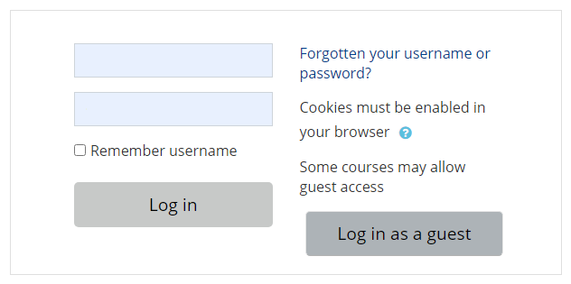 Moodle logon page