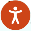 solid orange circle with white human figure in center.
