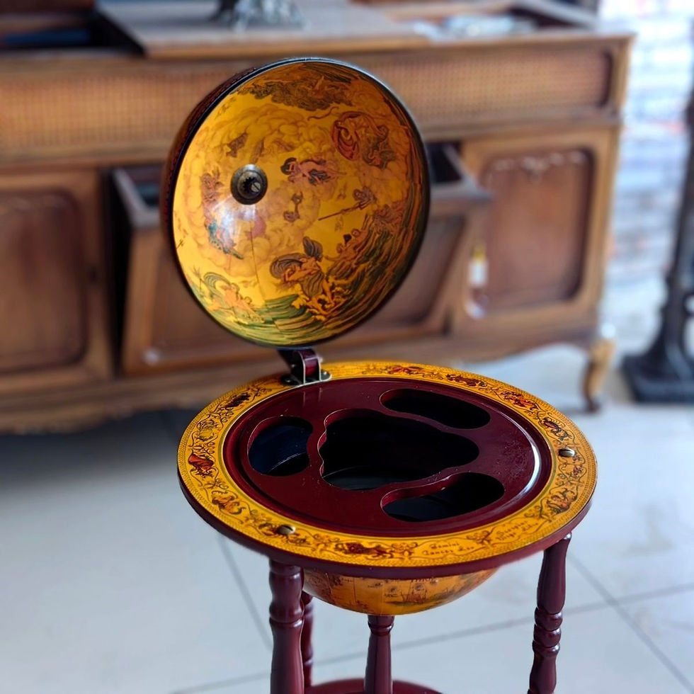 Küçük resim: Büyük Boy Ahşap Globus Dünya Küre Bar - 1950/60's